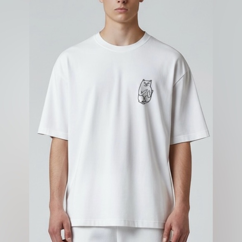 Ripndip Lord Nermal short sleeve tee funny cat graphic shirt white‎ size medium